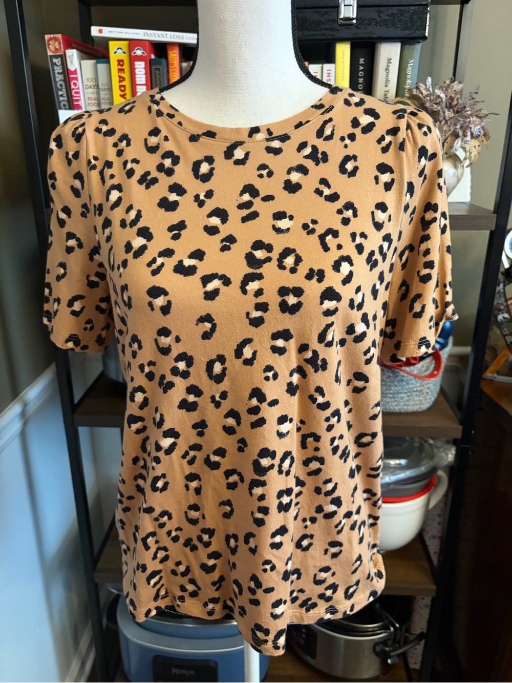 A New Day Leopard Print Short Sleeve Top